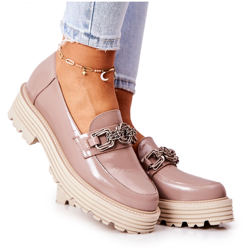 Naisten Brogues Loaferit Nahka Tummanbeige Laura Messi 2383