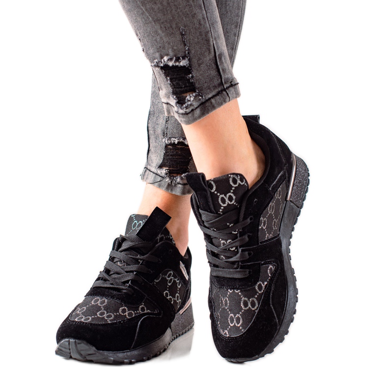 Evento Tyylikkäät lenkkarit glitterillä musta