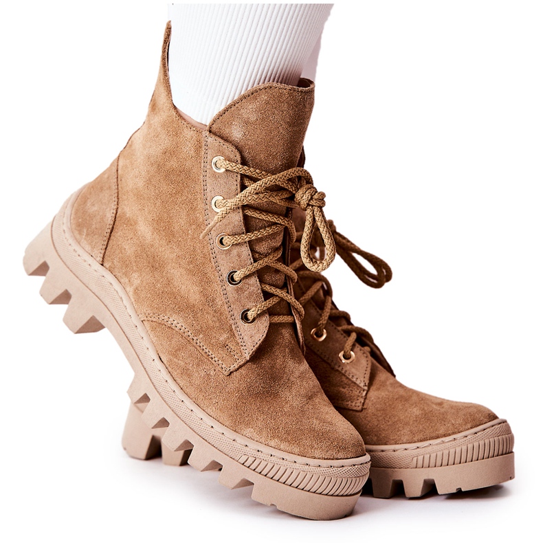 PF1 Lämpimät mokkanahkasaappaat Trappers Camel Cressid beige PF1 Lämpimät mokkanahkasaappaat Trappers Camel Cressid beige