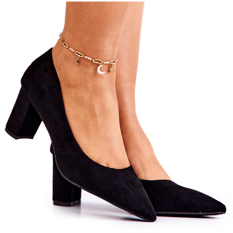 PS1 Suede Pumps Heel Block Black Abbey musta