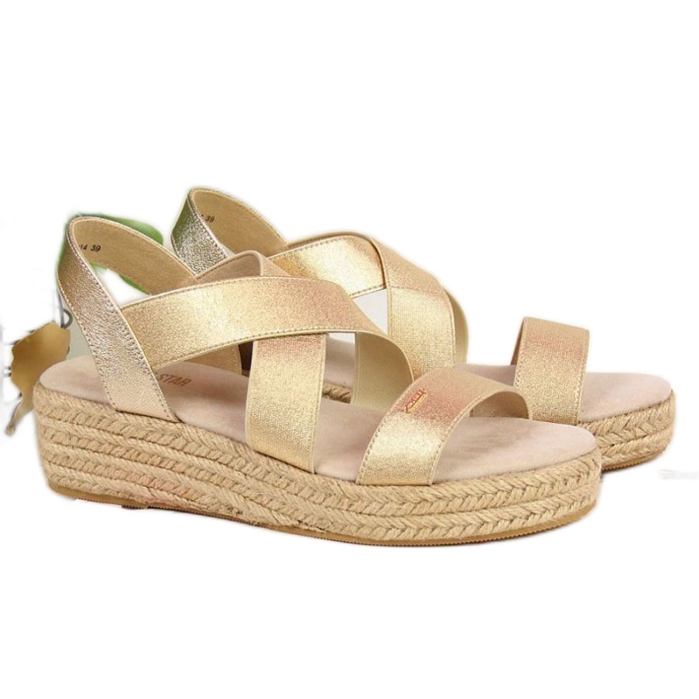 Espadrillesandaalit kultaisella Big Star W HH274414 -tasolla kultainen