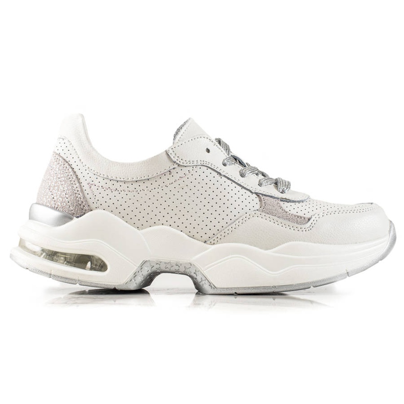 Goodin Avoimet nahkaiset lenkkarit valkoinen hopea