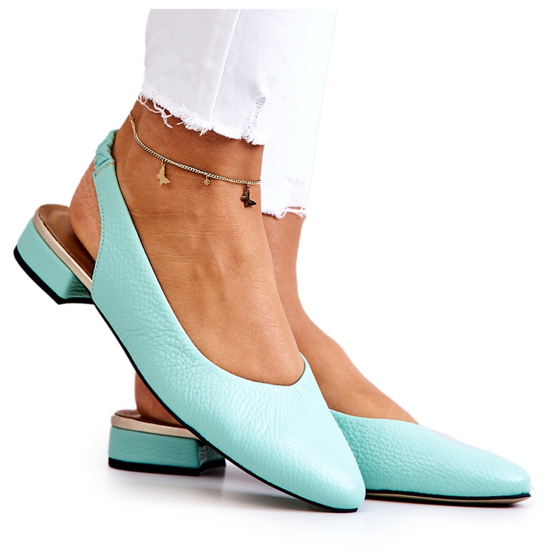 PA2 Nahkaiset ulkovihreät Noreen Ballerina -korkokengät