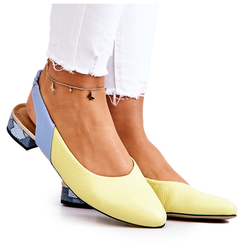 PA2 Nahka Open Heel Ballerina Keltainen-Blue Noreen sininen