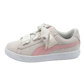 Puma Suede Heart Circles Jr 370569 01 -kengät vaaleanpunainen harmaa