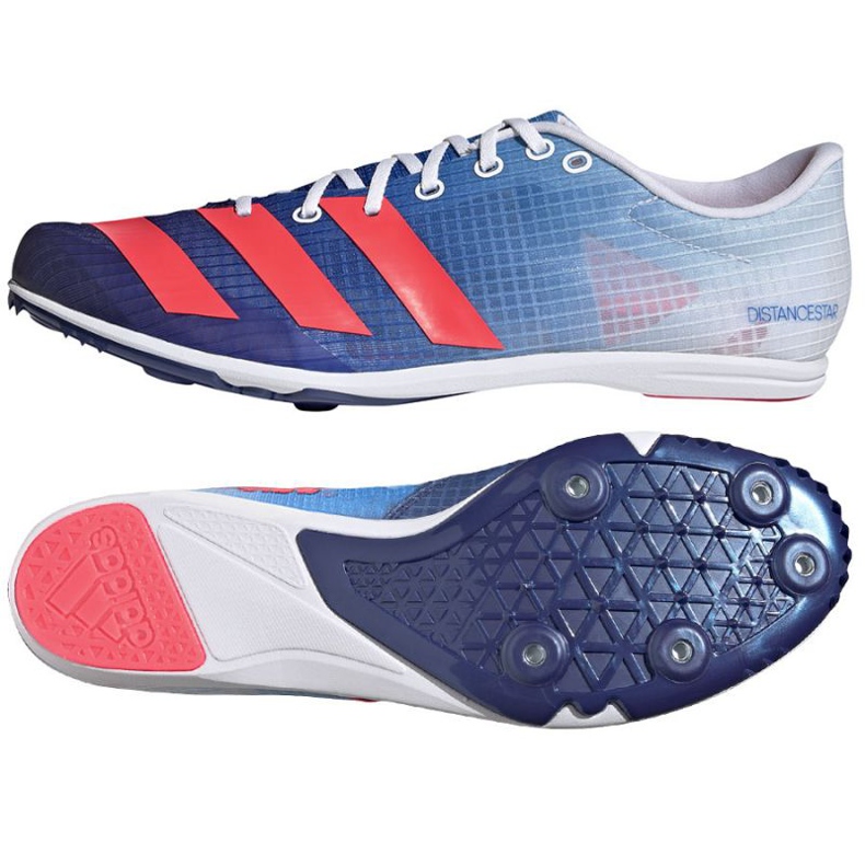 Adidas Distancestar M GY0946 juoksupiikit punainen sininen