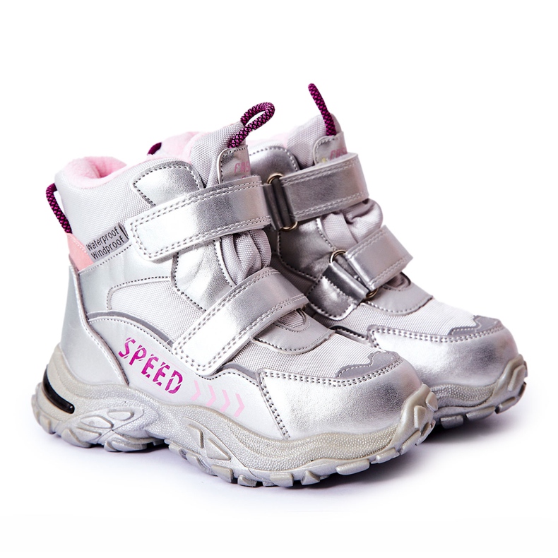 PJ2 Lämpimät lumisaappaat tarranauhalla hopea Percy harmaa