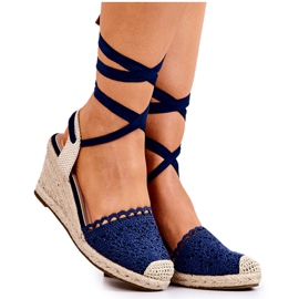 FC2 Espadrilles On A Wedge harjakattoinen laivastonsininen Lettica beige tummansininen