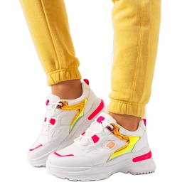 Valkoiset ja vaaleanpunaiset lenkkarit Going-holografisilla inserteillä valkoinen vaaleanpunainen