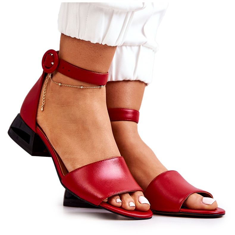 Nahkasandaalit korkokenkiin Laura Messi 2143 punainen