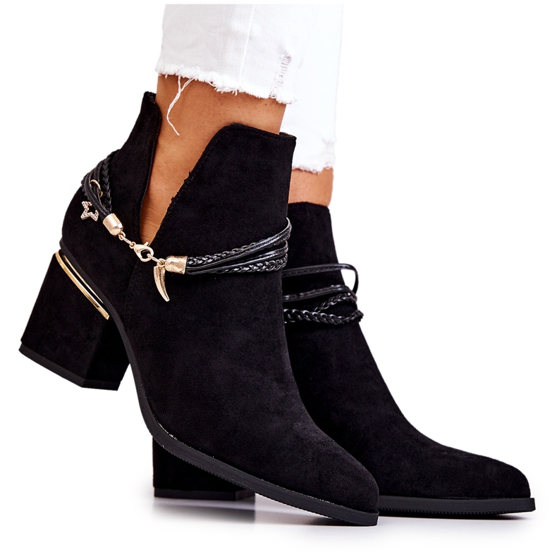 PS1 Inessa Mustat mokkanahkaiset Cowboysaappaat raidat