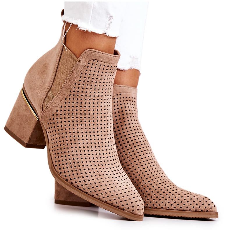 PS1 Suede, Openwork Cowboy Boots Tummanbeige Helloni