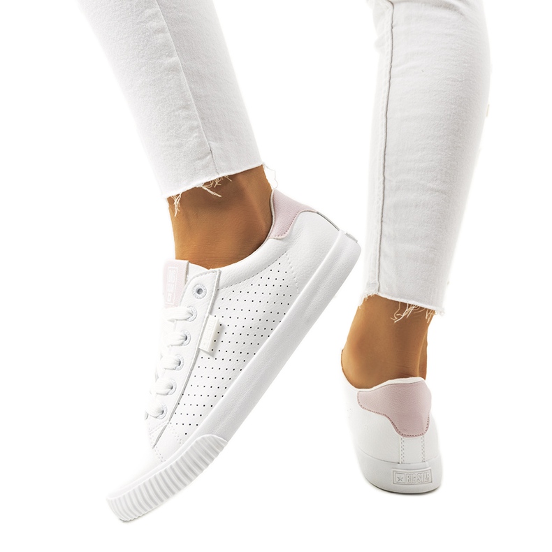 Naisten valkoiset tennarit Big Star HH274073 valkoinen vaaleanpunainen