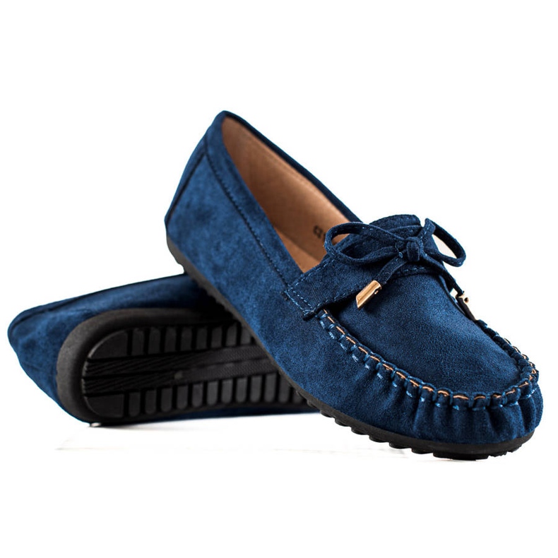 TRENDI Suede Loafers rusetilla laivastonsininen