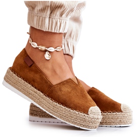 FB2 Camel Lesley Suede Slip On Espadrilles ruskea