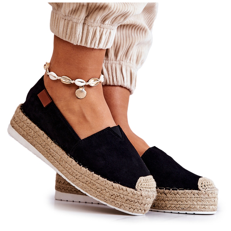 FB2 Musta Lesley Suede Slip On Espadrilles