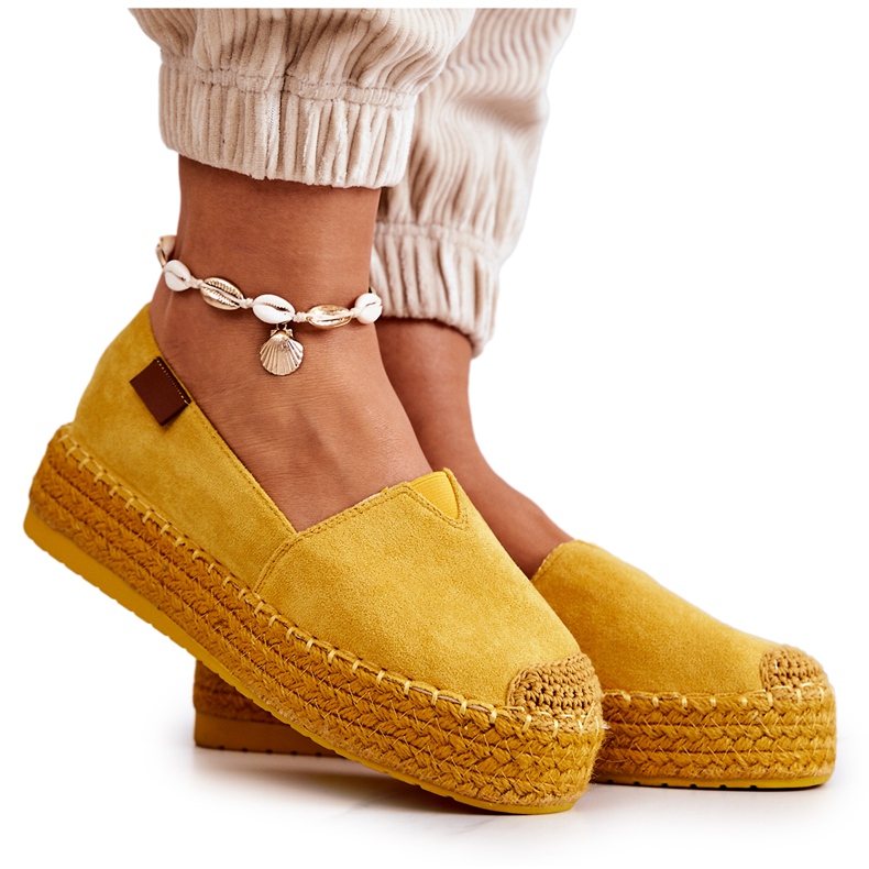 FB2 Lesley Yellow Suede Slip On Espadrilles keltainen