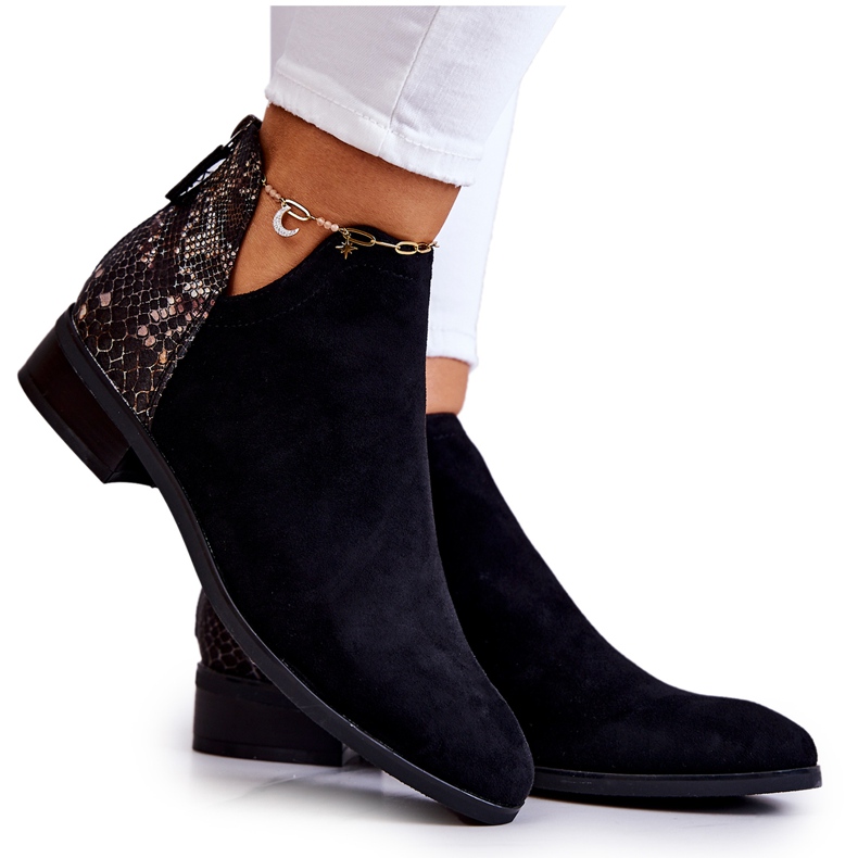 Vinceza Mokkamustat nilkkurit käärmenahalla Stephanie