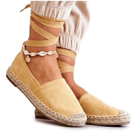 FB1 Sidotut keltaiset Ismannin mokkanahkaiset espadrillit keltainen