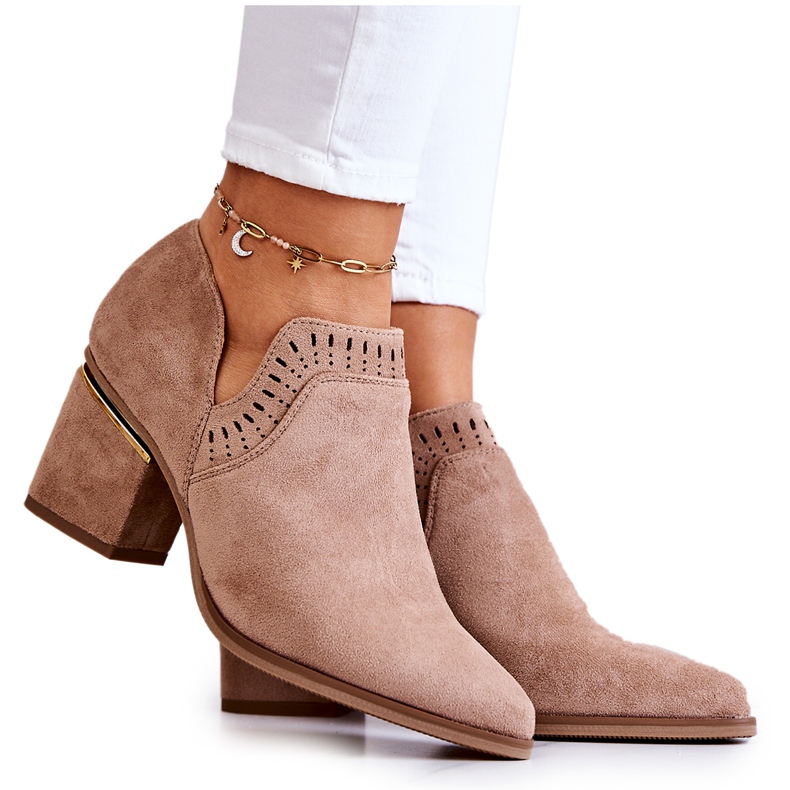 PS1 Tummanbeige mokkanahka harjakattoiset Cowboy-saappaat Valerie