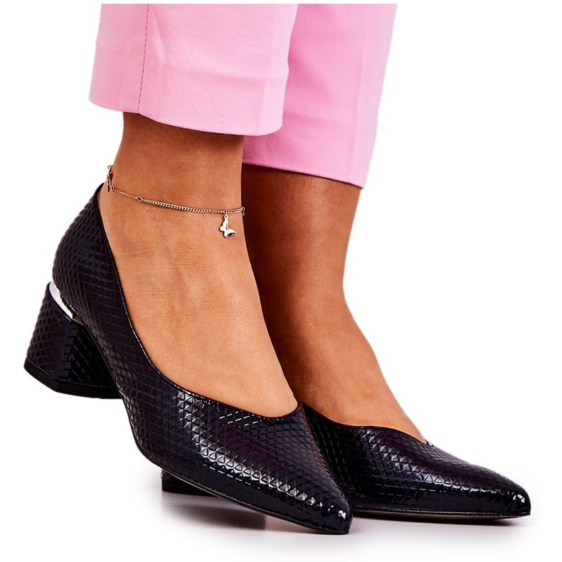 PA2 Nahkapumput Varpaat Spitz Navy Blue Marilyn laivastonsininen