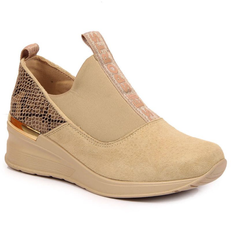 Nahkaiset lenkkarit kiilalla Filippo W PAW253B beige