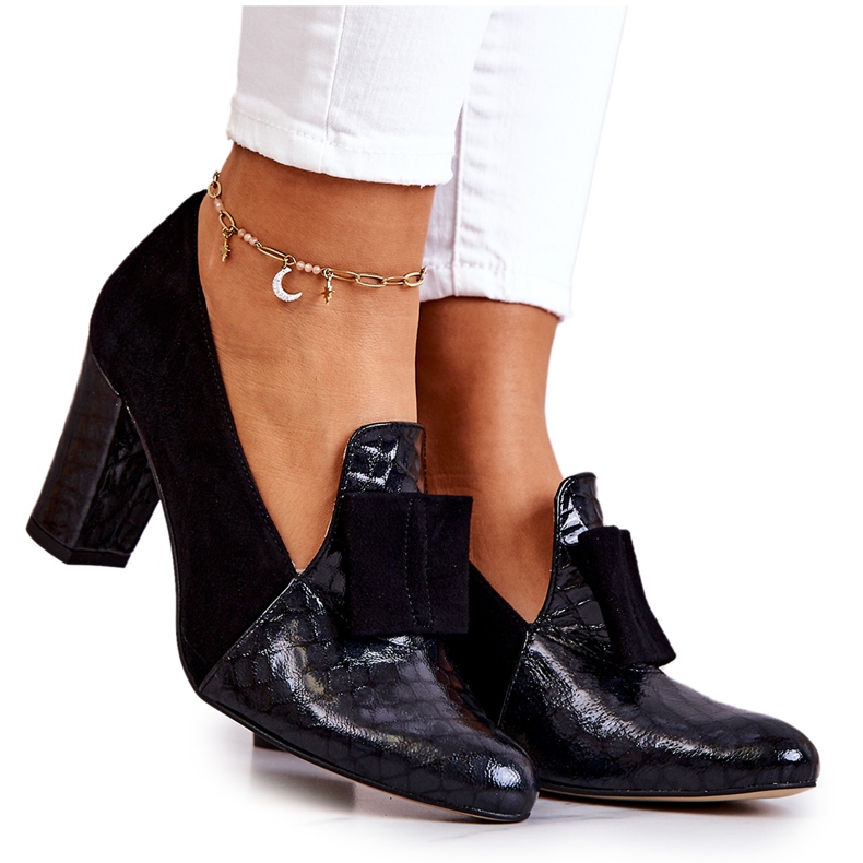 PA2 Musta Kathleen Suede Snakeskin pumput