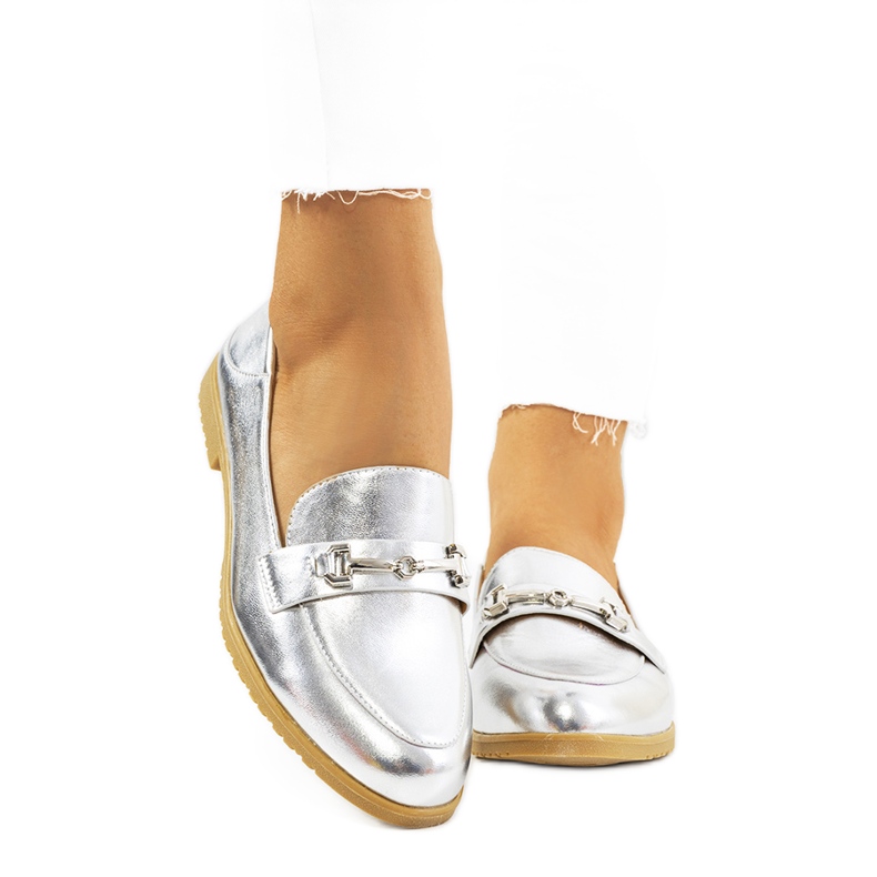 Hopeanväriset Aniria tasakorkoiset housut