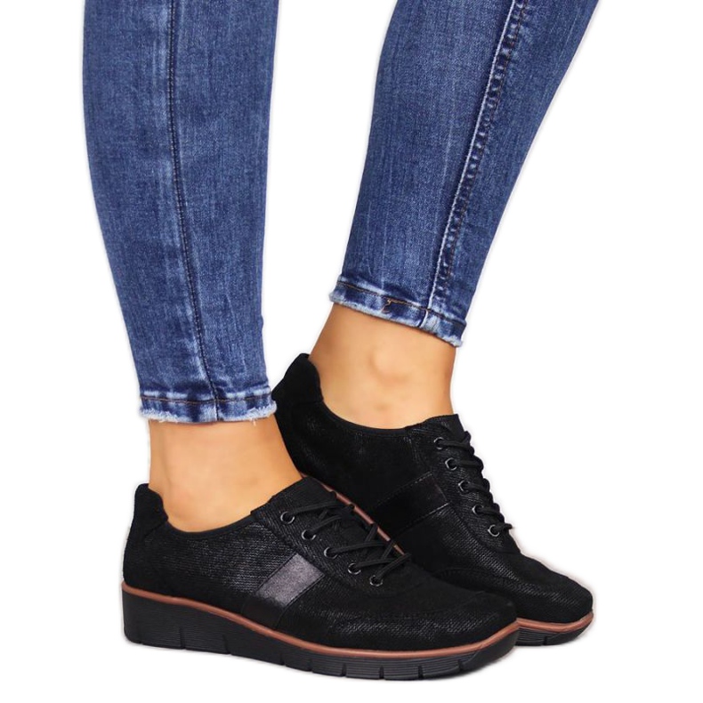 Nahkakengät kiilassa Filippo W PAW68A mustat