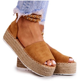 FB2 Sandaalit Espadrillit Camel Jeannie -alustalla ruskea keltainen FB2 Sandaalit Espadrillit Camel Jeannie -alustalla ruskea keltainen