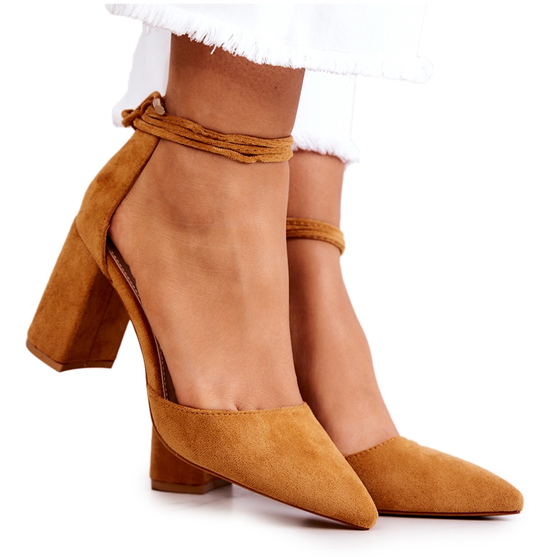 FB2 Pumput baarissa sidottu kameliletti ruskea keltainen