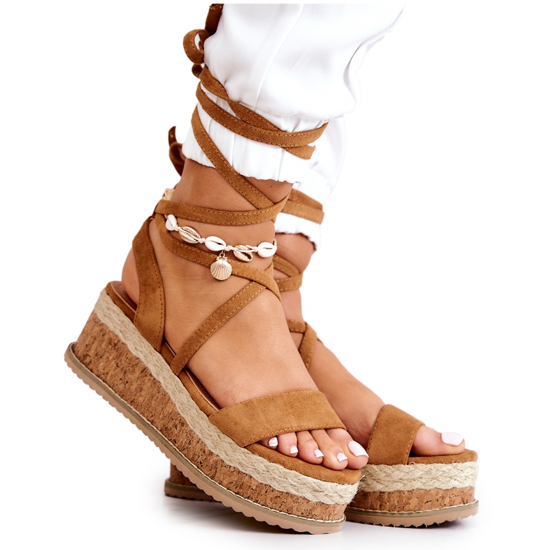 FB2 Suede Espadrilles On Wedge Sandals Camel Shanna ruskea