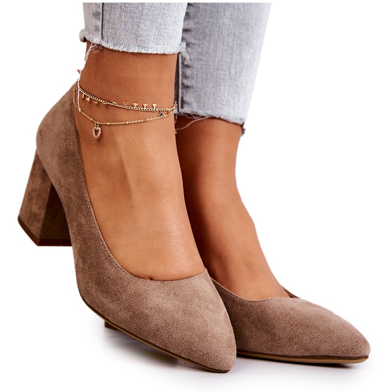 Suede pumput Sergio Leone PB411 beige ruskea