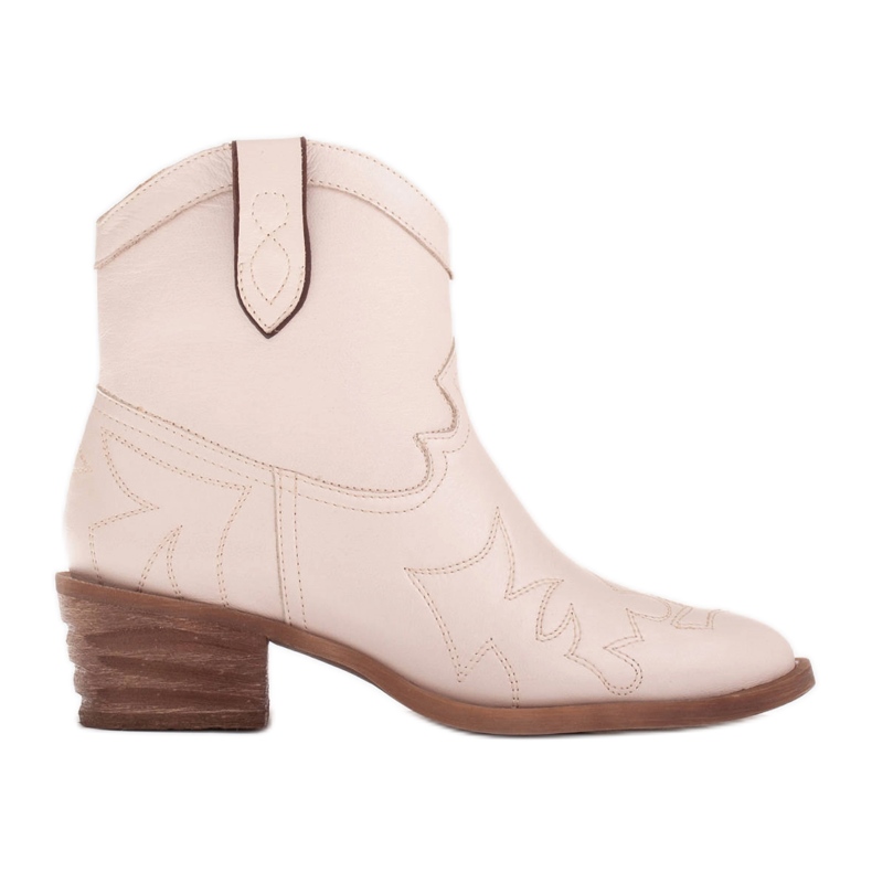 Marco Shoes Nahkaiset cowboysaappaat koristeompeleilla 2188B-1278-042-1 beige
