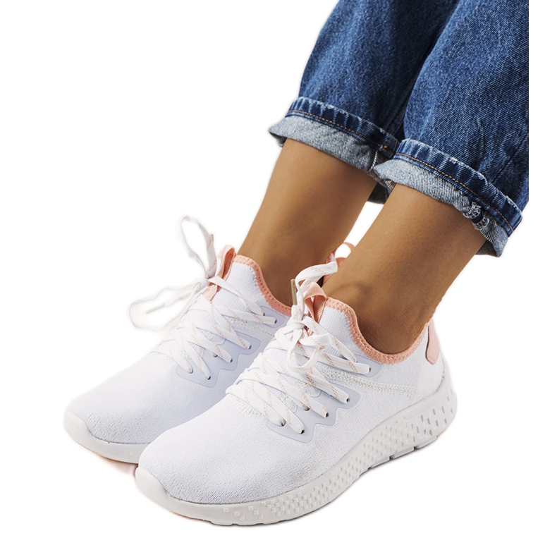 Valkoiset ja vaaleanpunaiset Lenna urheilukengät valkoinen