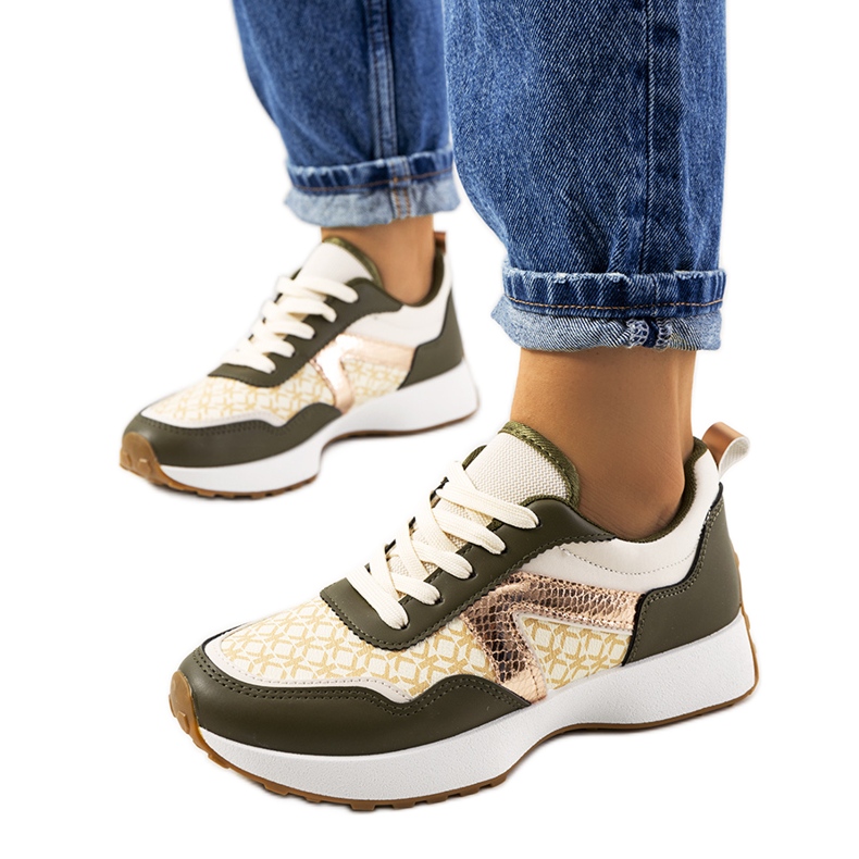 Naisten vihreät Isham-lenkkarit beige