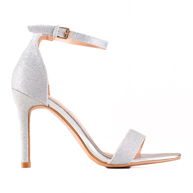 Hopeanväriset korkokengät VINCEZA glitterillä harmaa