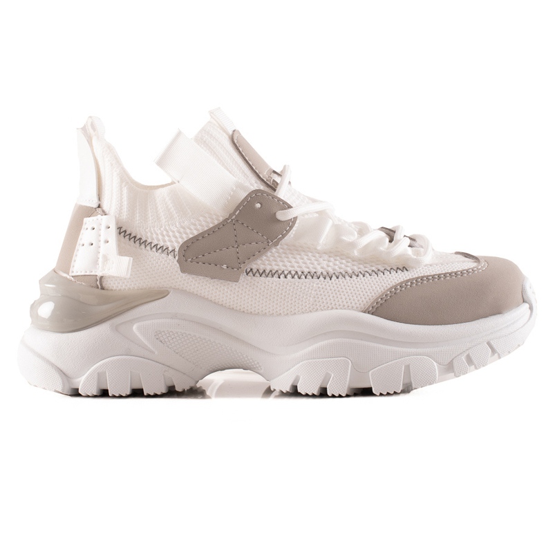 TRENDI Muodikkaat nauhalliset tennarit beige valkoinen