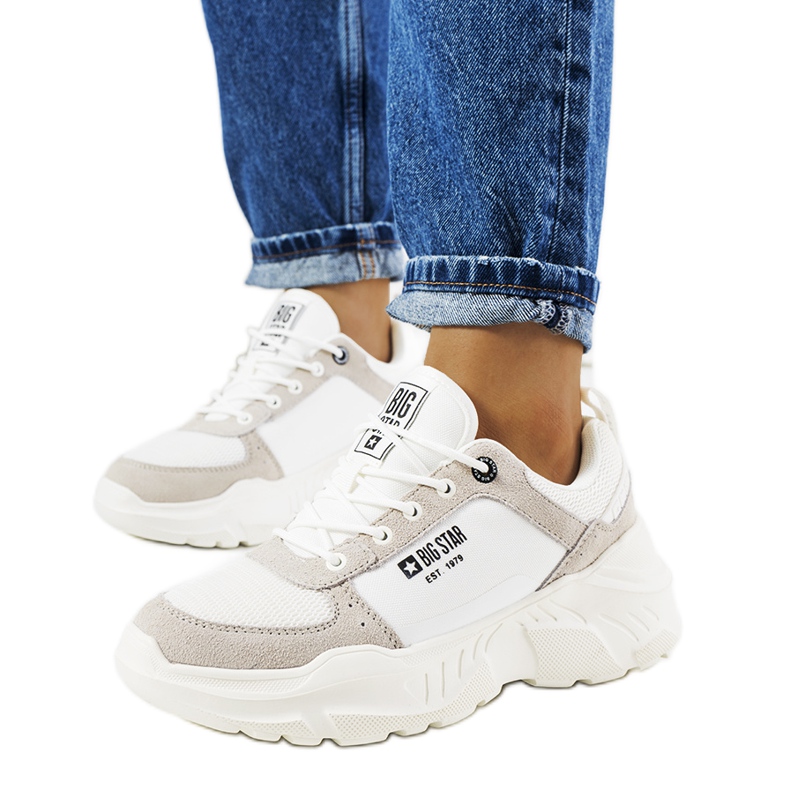 Valkoiset Big Star JJ274288 tennarit valkoinen harmaa