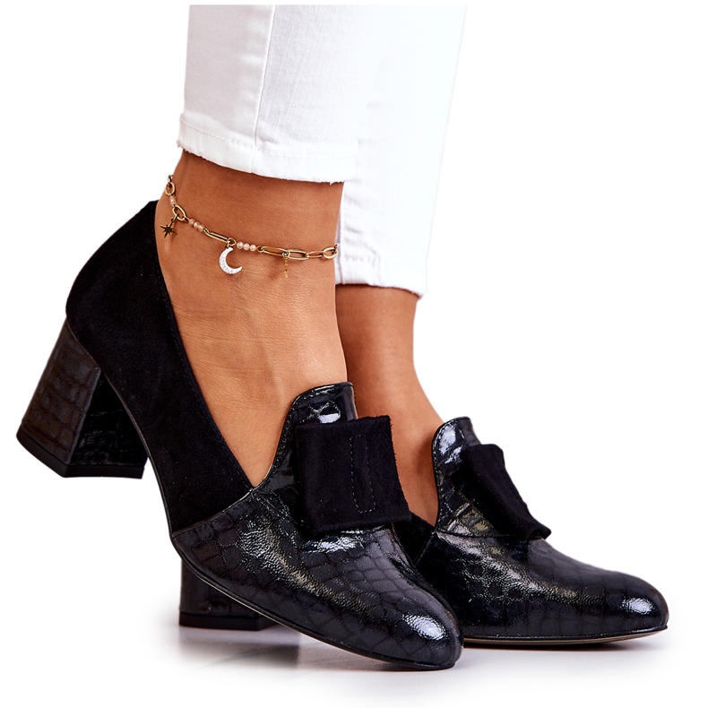 PA2 Musta Diana Suede Snakeskin pumput