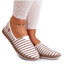 Naisten espadrillit Big Star Slip-on Stripes FF276029 beige valkoinen