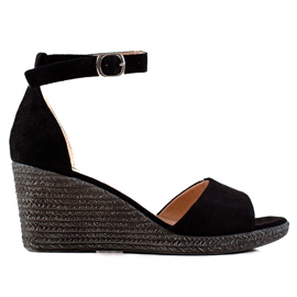 W. Potocki Suede Wedge Sandaalit Potocki musta