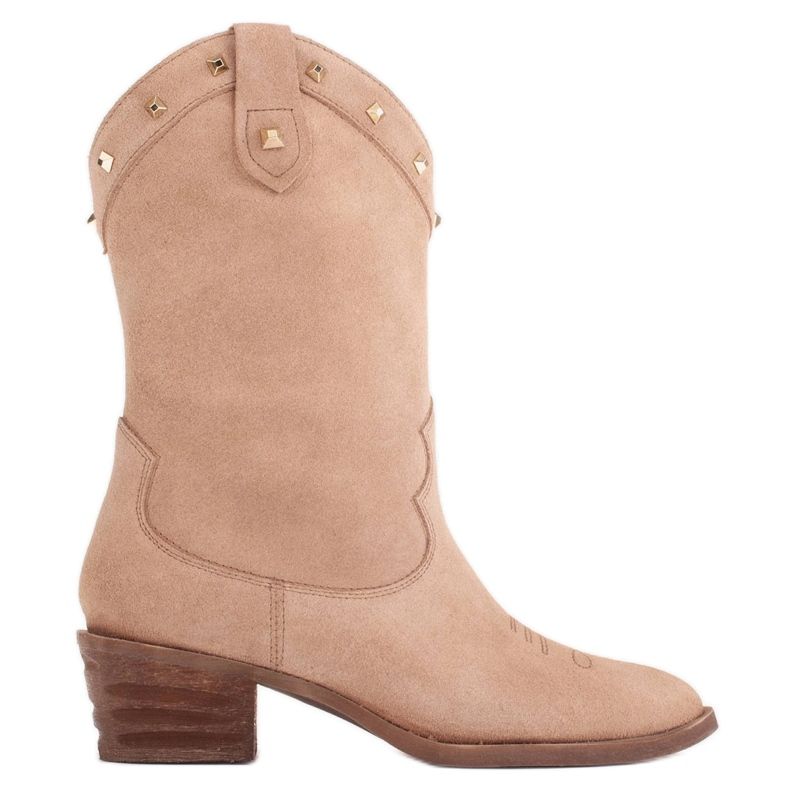 Marco Shoes Suede cowboysaappaat suihkuilla beige