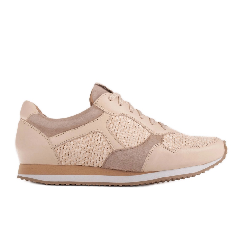 Marco Shoes Tennarit raffia- ja viljanahkaelementeillä 2229P-1273-1280-047-1 beige