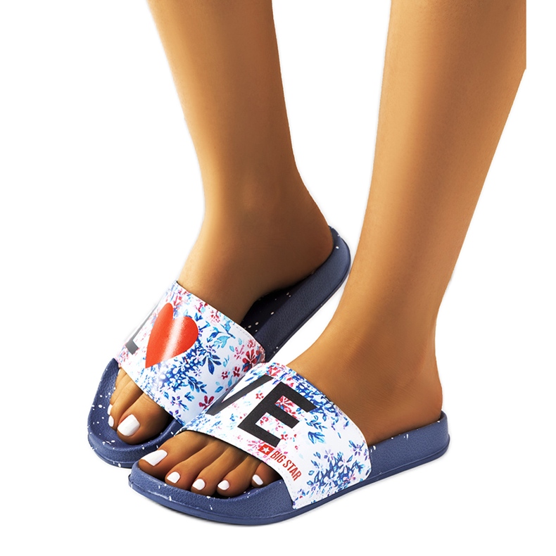 Tummansiniset tossut Love Big Star DD274A257 valkoinen monivärinen