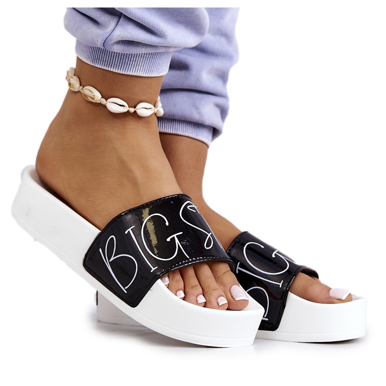 Naisten kumitossut Big Star JJ274A276 valkoinen ja musta