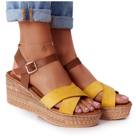 Keltaiset Sandaalit On Wedge S.Barski GD-38 ruskea keltainen