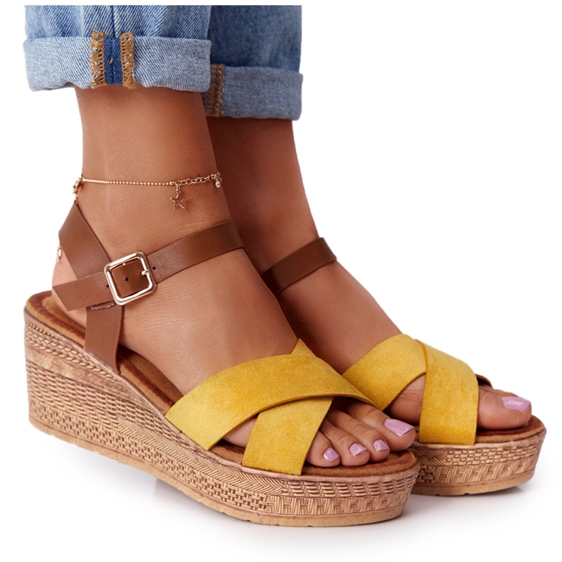 Keltaiset Sandaalit On Wedge S.Barski GD-38 ruskea keltainen