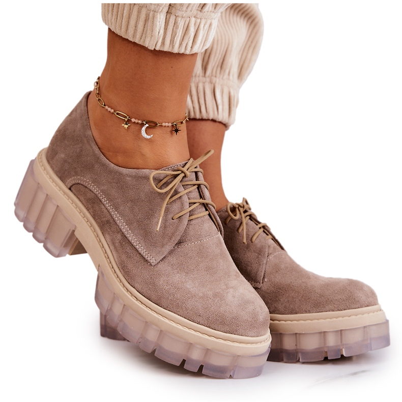 Muodikkaat mokkanahkaiset loaferit beige Lauriss