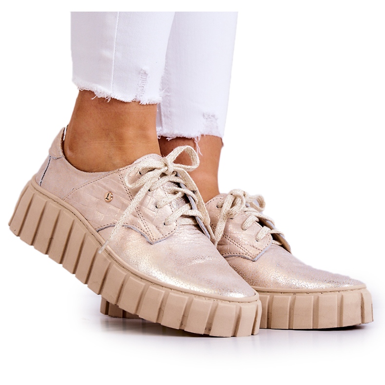 Lemar Nahkaiset broguet beige-kultaisella hypnoosialustalla kultainen